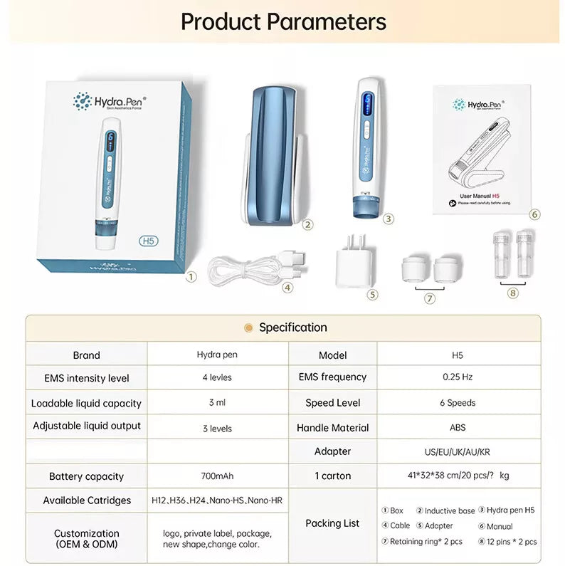 Electric Hydra Pen H5 MTS Microneedle Face/Hair Beauty Pen Skin Care Device
